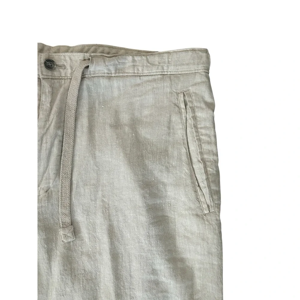 Tasso Elba 100% Linen Chino Pants Beige Semi Sheer‎ 36x27 Coastal Lightweight